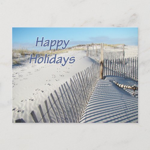 Happy Holidays Sand Dunes and Fences Holiday Postcard