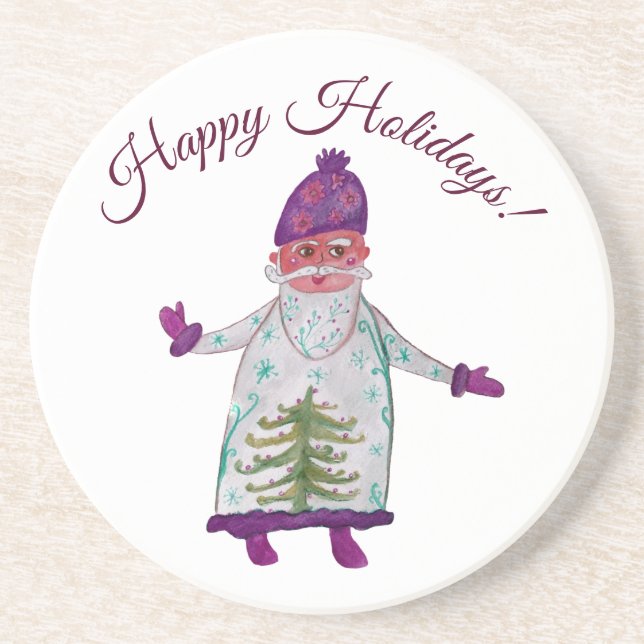 Happy Holidays Santa Claus  Coasters (Front)