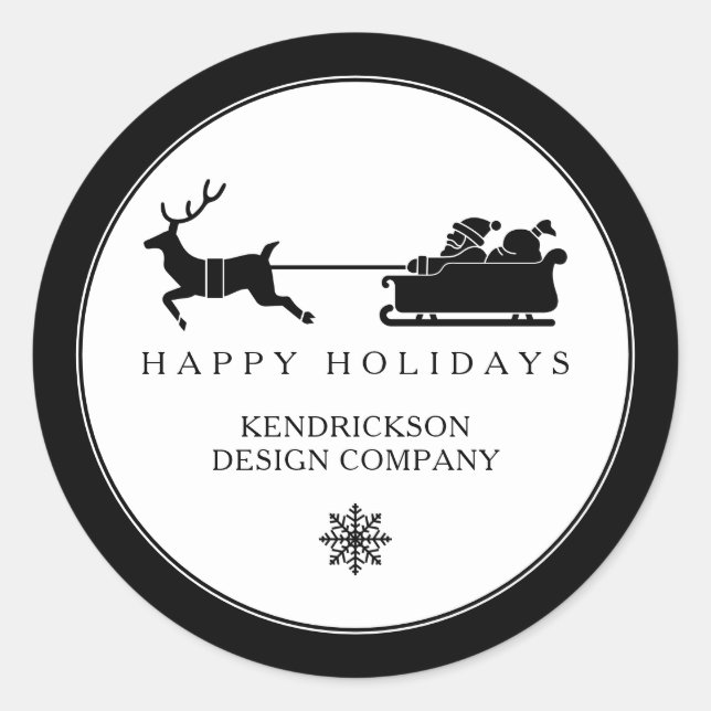 HAPPY HOLIDAYS SANTA CLAUS Corporate Business Clas Classic Round Sticker (Front)