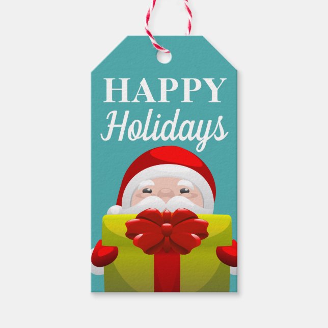 Happy Holidays Santa Claus Gift Tags (Front)