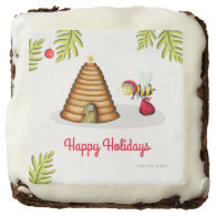 Happy Holidays Santa Claus Honey Bee and Beehive  Brownie
