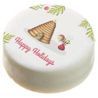 Happy Holidays Santa Claus Honey Bee and Beehive Chocolate Covered Oreo