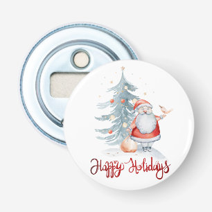 Happy Holidays,Santa Claus Pine Tree Bottle Opener
