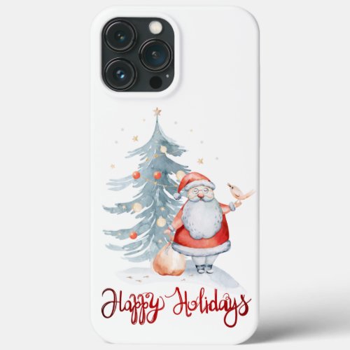 Happy HolidaysSanta Claus Pine Tree iPhone 13 Pro Max Case