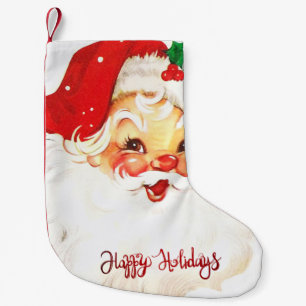 Happy Holidays,Santa Claus Retro  Small Christmas Stocking