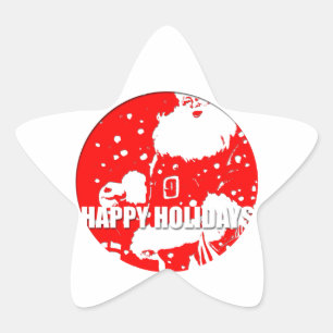 Happy Holidays - Santa Claus - Star Sticker