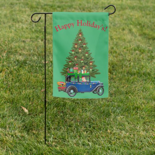 Happy Holidays Santa Garden Flag