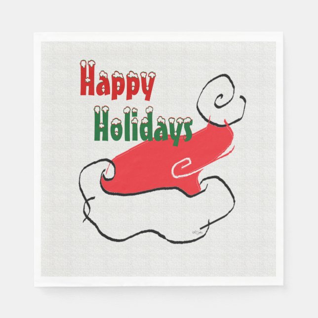 Happy Holidays Santa Hat Napkins (Front)