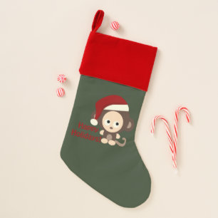 Happy Holidays Santa Monkey Christmas Stocking