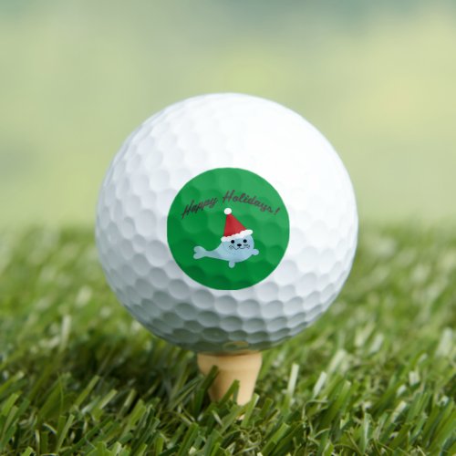 Happy Holidays Santa Seal  Golf Balls