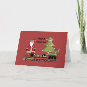 Happy Holidays Santa Train Holiday Card