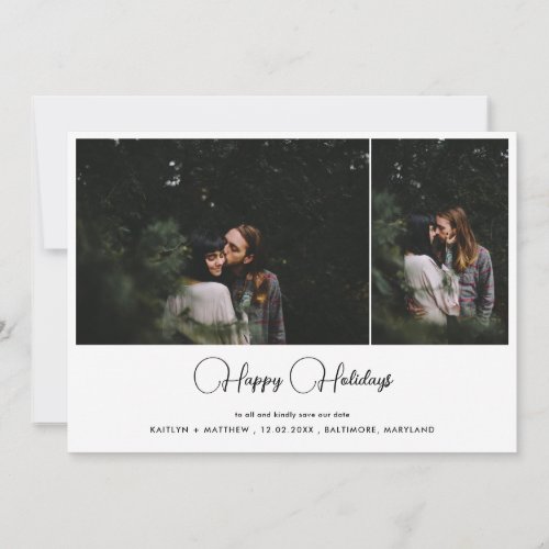 Happy Holidays  Save The Date  Modern  Photo  Holiday Card