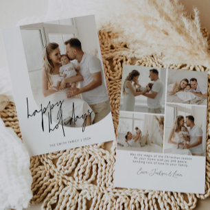 Happy Holidays Script Calligraphy Arch Photo Holiday Card