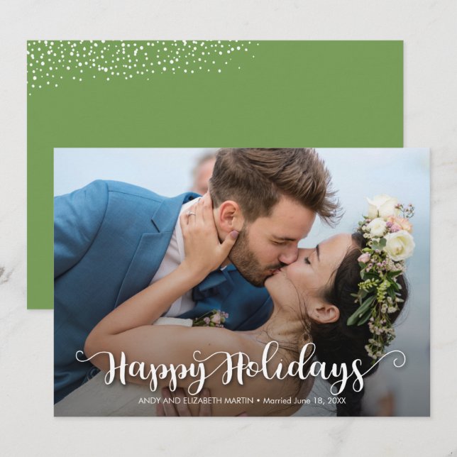 Happy Holidays Script Christmas Photo Holiday Card (Front/Back)