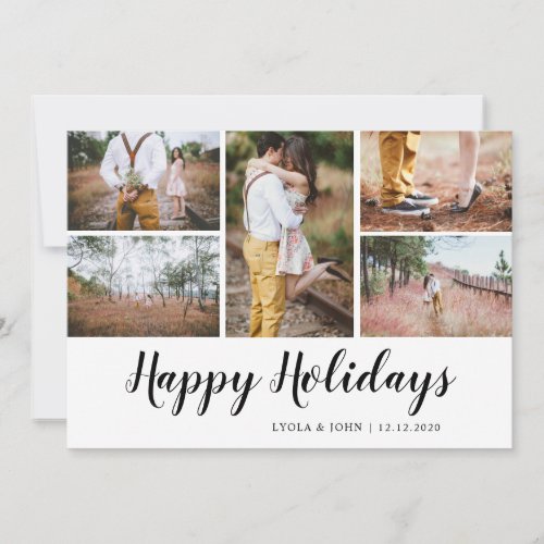 Happy Holidays  Script  Couple Photo Thank You Card