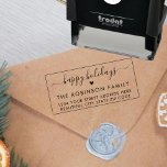 Happy Holidays Script Heart Return Address  Self-inking Stamp<br><div class="desc">Modern Elegant Happy Holidays Script Christmas Return Address self-inking stamp. Features a „Happy Holidays” script in a hand lettered calligraphy swash tail font type and love heart symbol. Easy to add your family name and return address.</div>