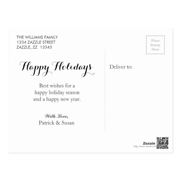 HAPPY HOLIDAYS Script Modern Christmas Photo Postcard