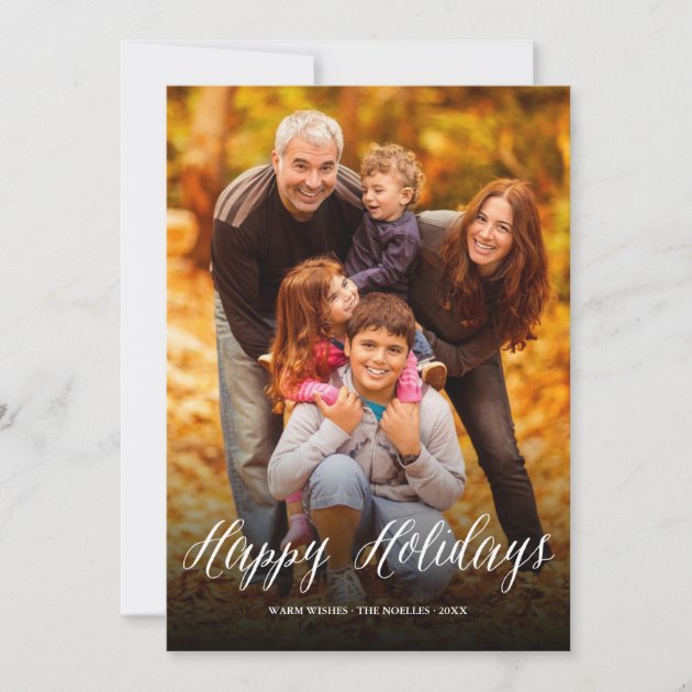 Happy Holidays Script Modern Greetings Photo Card