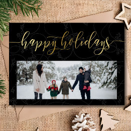 Happy Holidays Script Photo Holiday Card
