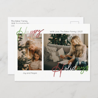 Happy Holidays Script Photo Holiday Postcard