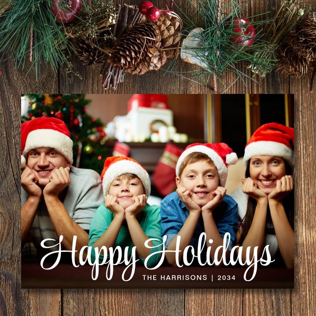 Happy Holidays Script Photo Overlay Christmas Holiday Card (Creator Uploaded)