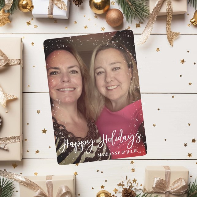 Happy Holidays Script Photo Template Snow Frame (Creator Uploaded)