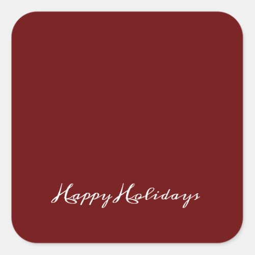 Happy Holidays Script Red Simple Modern Holiday Square Sticker