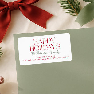 Happy Holidays Script Return Address Label