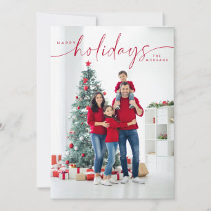 Happy Holidays script single photo  Holiday Card
