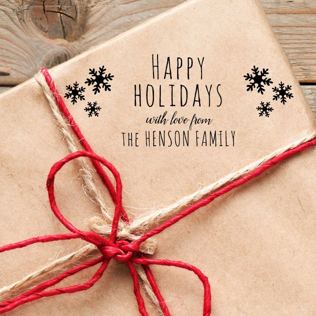Happy Holidays Script Snowflakes Christmas Rubber Stamp (Creator Uploaded)