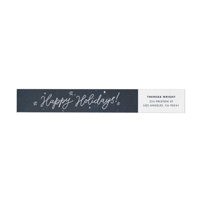 Happy Holidays Script Starry Night Wrap Around Label (Individual)