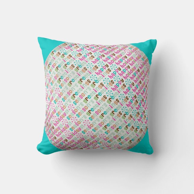 Happy Holidays Seasons Greetings Pillow (Front)