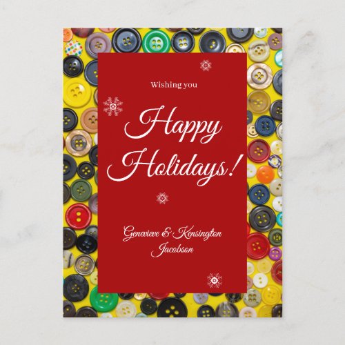 Happy Holidays sewing seamstress handmade hobby Holiday Postcard