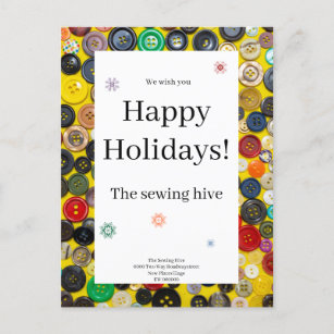 Happy Holidays sewing seamstress tailor business  Holiday Postcard