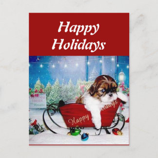 Happy Holidays Shih Tzu Holiday Postcard