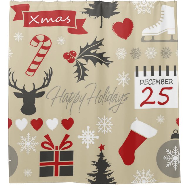 Happy Holidays Shower Curtain (Front)