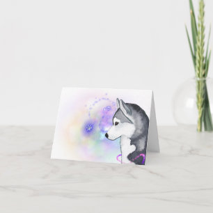 Happy Holidays Siberian Husky Snow Flurry Notecard