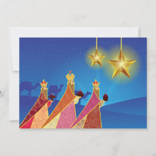 Happy Holidays Silent Night Three Wise Men Holiday Card