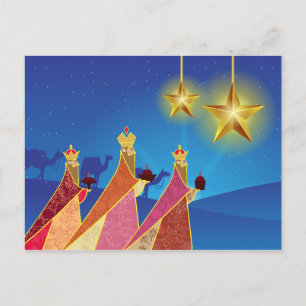 Happy Holidays Silent Night Three Wise Men Holiday Postcard