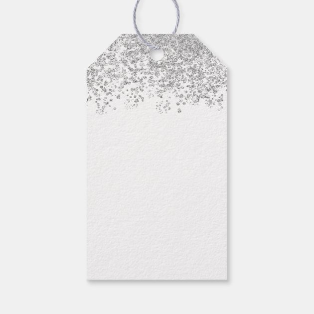 Happy Holidays Silver Glitter Gift Tags
