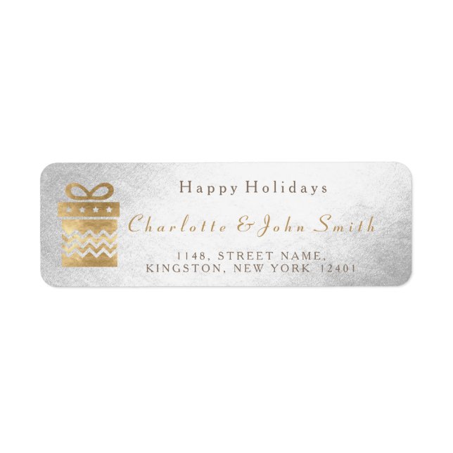 Happy Holidays Silver Golden Glam Gift Label (Front)