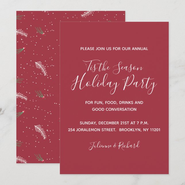 Happy Holidays | Simple Elegant Christmas Party Invitation (Front/Back)