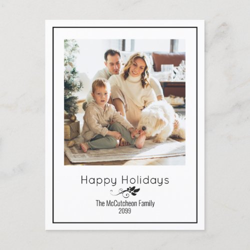 Happy Holidays Simple Elegant One Photo Postcard