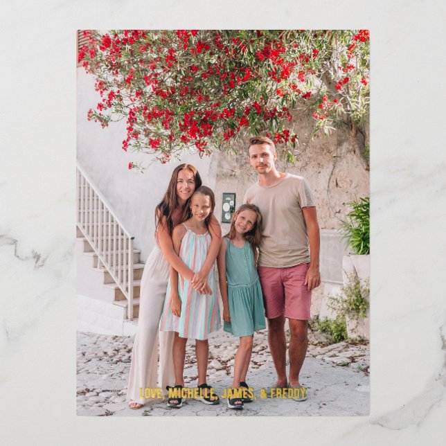 Happy Holidays Simple Gold Foil Holiday Post Card (Front)