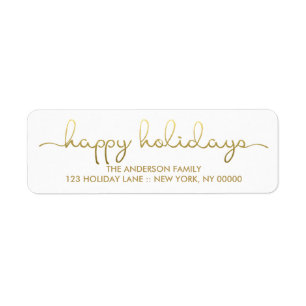Happy Holidays Simple Gold Hand Lettered Label