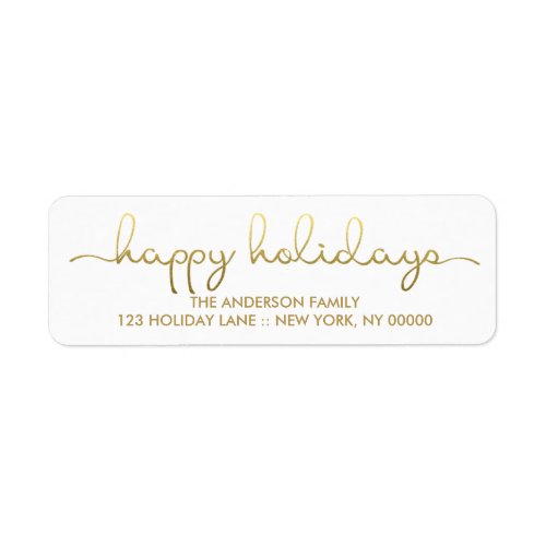 Happy Holidays Simple Gold Hand Lettered Label