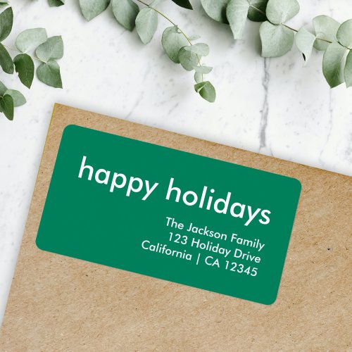 Happy Holidays  Simple Green Return Address Label