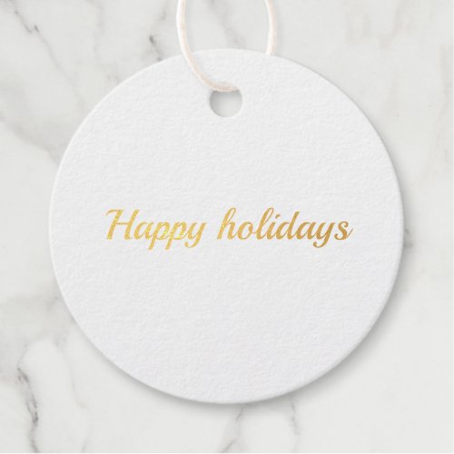 happy holidays simple minimal circle foil gift tag