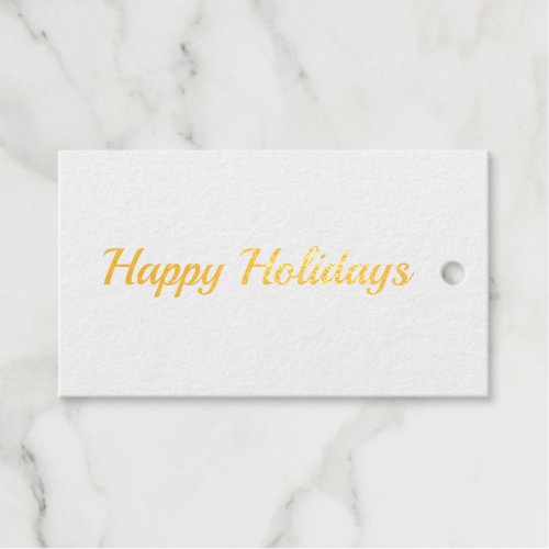 happy holidays simple minimal foil gift tag