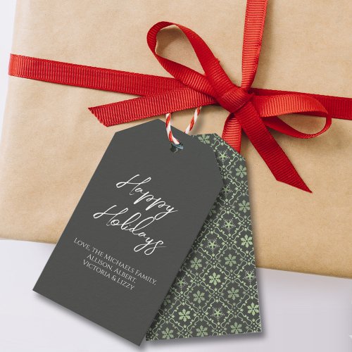 Happy Holidays Simple Minimalist Script Snowflake Gift Tags